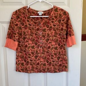 Sundance Paisley Blouse - Coral and Brown